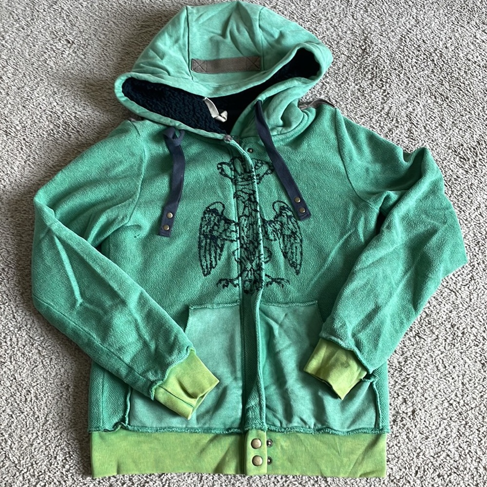 Free People We the Free Green Crest Hoodie RARE